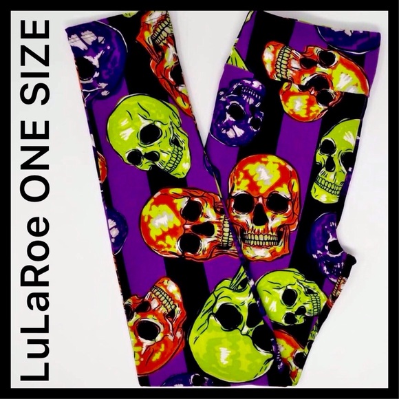 LuLaRoe Pants - LuLaRoe OS Leggings Halloween Skulls Rare Unicorn